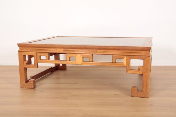 A CHINESE HARDWOOD OPEN FRETWORK RECTANGULAR COFFEE TABLE