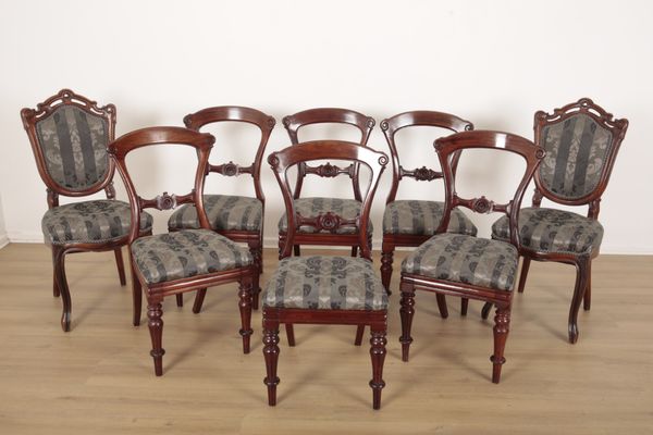 A MATCHED SET OF EIGHT VICTORIAN CHAIRS