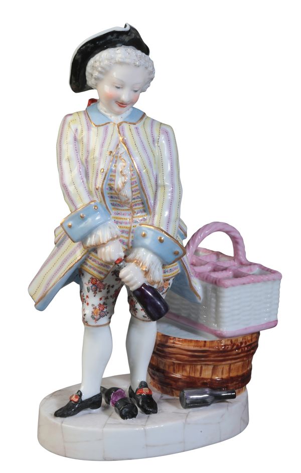 A RARE MEISSEN PORCELAIN FIGURE OF A WINE MERCHANT