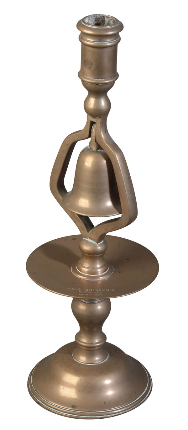 A BRASS TAVERN CANDLESTICK