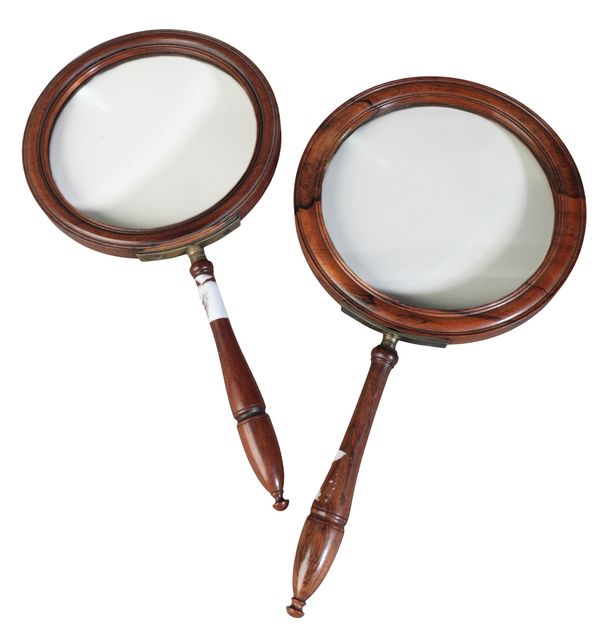 TWO LARGE VICTORIAN MAGNIFYING GLASSES