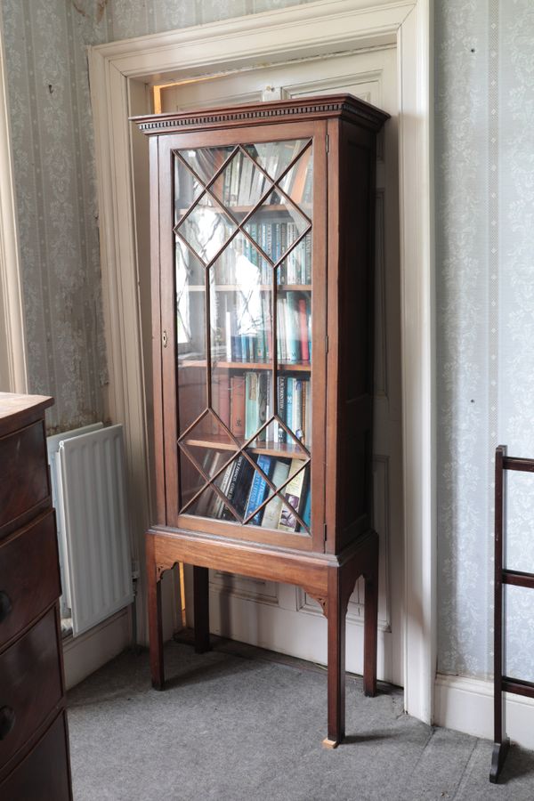 AN EDWARDIAN MAHOGANY LIBRARY CABINET