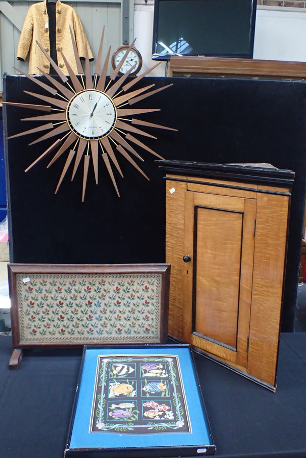 A 19TH CENTURY SATINWOOD AND EBONISED HANGING CORNER CABINET