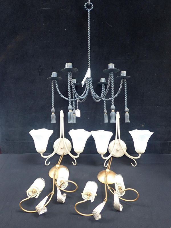 TWO PAIRS OF WALL ELECTRIC LIGHT FITTINGS