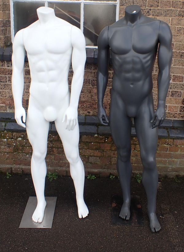 TWO LIFE-SIZE SHOP MANNEQUINS, NIKE 'TICK' LOGO TO BASE