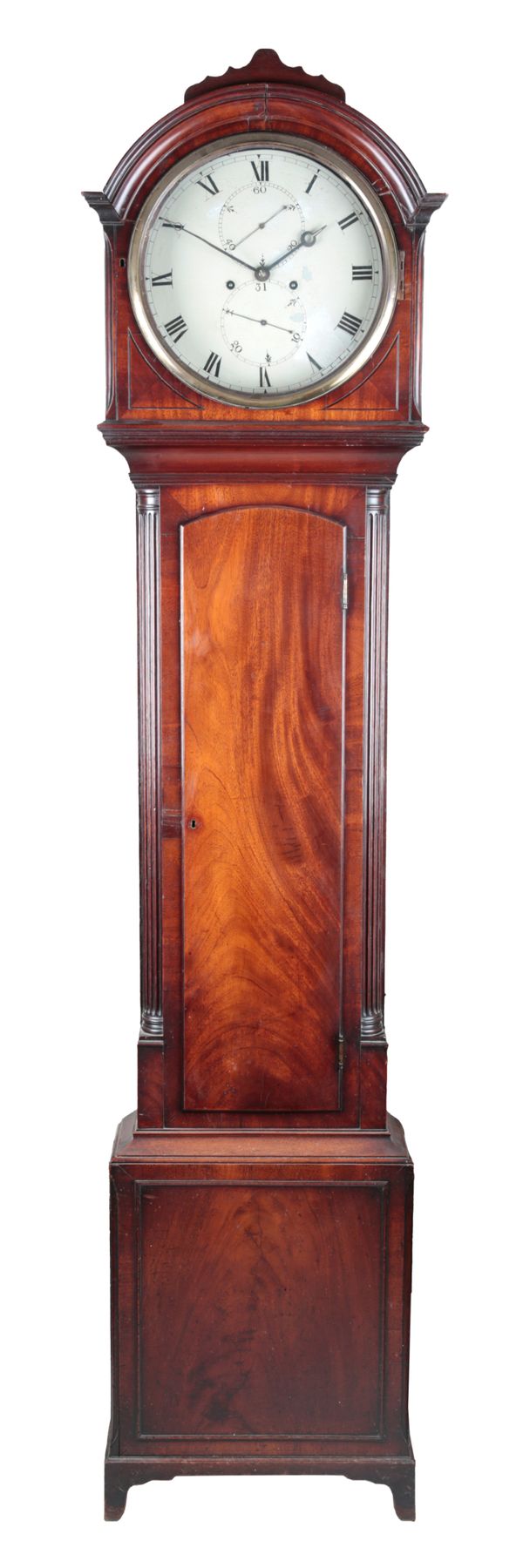 A REGENCY MAHOGANY LONGCASE CLOCK