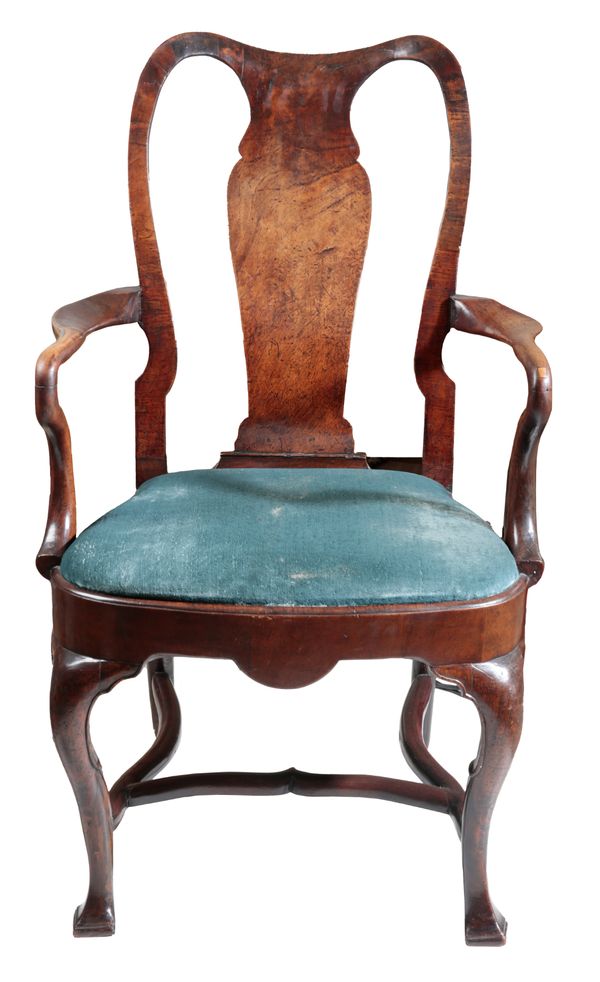 A GEORGE I WALNUT ARMCHAIR