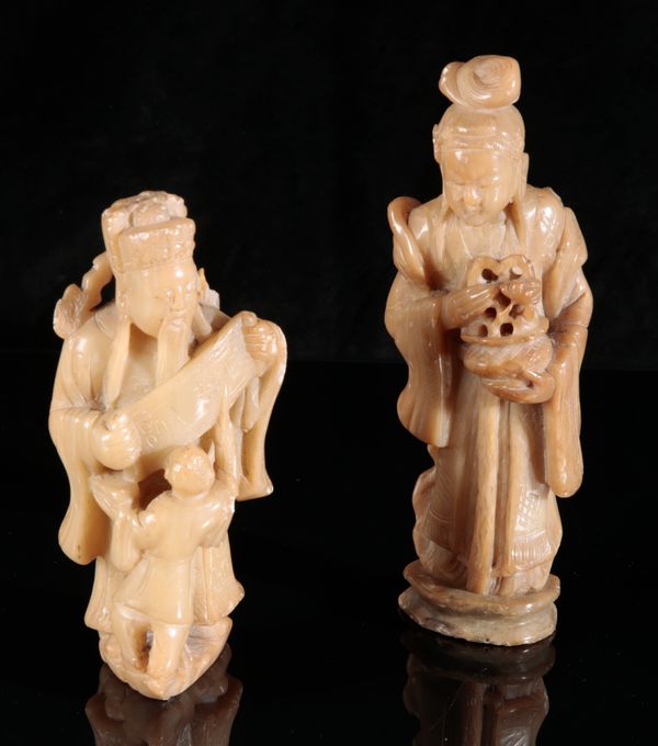 TWO CHINESE SOAPSTONE FIGURES