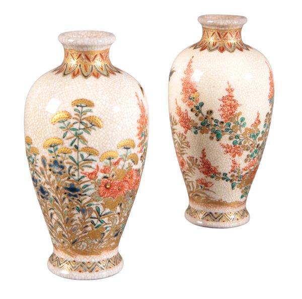 A PAIR OF JAPANESE MINIATURE SATSUMA VASES