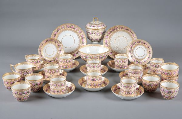 A DERBY PORCELAIN PART TEA AND COFFEE SERVICE
