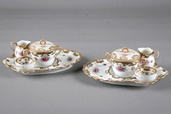 A PAIR OF CONTINENTAL PORCELAIN TÊTE-À-TÊTE TRAYS