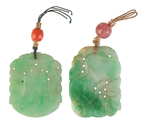 TWO CARVED JADE PENDANTS