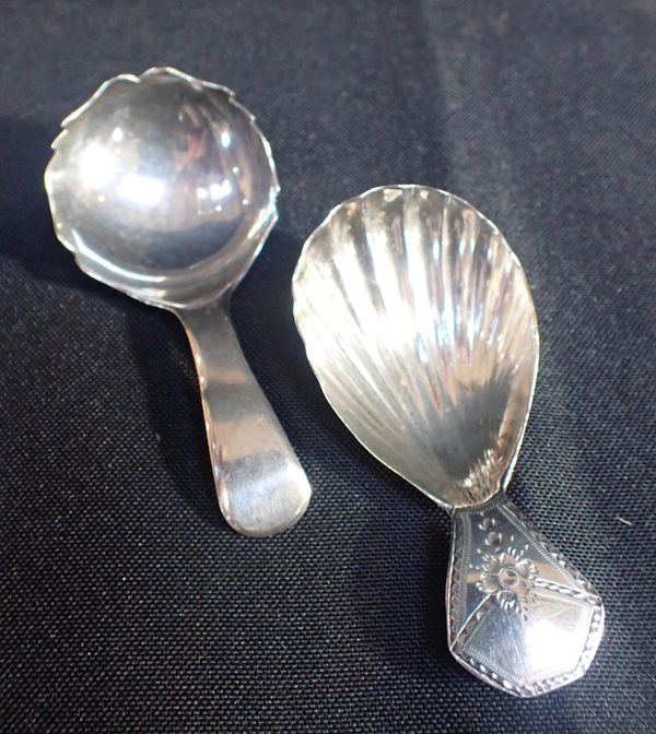 TWO SILVER CADDY SPOONS