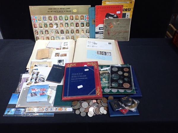 A COLLECTION OF COINS AND STAMPS