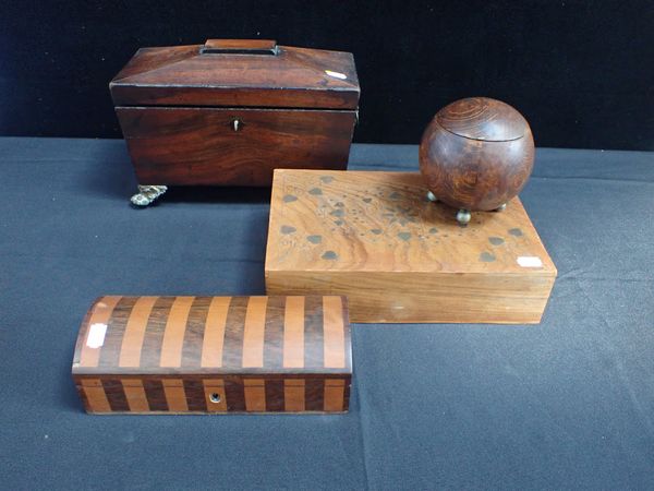 A 19tH CENTURY SARCOPHAGUS TEA CADDY