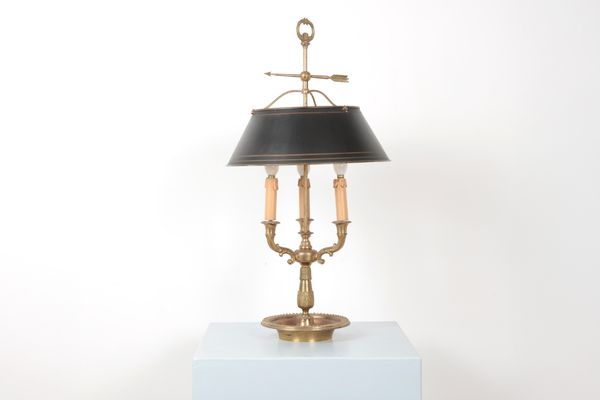 A GILT-METAL BOUILLOTTE LAMP BY COLEFAX AND FOWLER