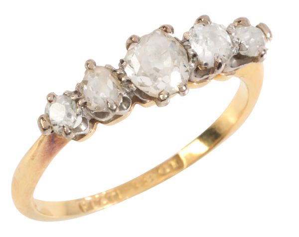 A DIAMOND FIVE STONE RING