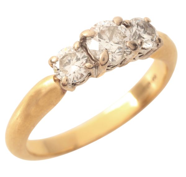 A DIAMOND THREE STONE RING