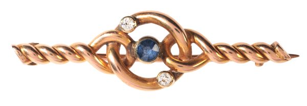 AN ANTIQUE SAPPHIRE AND DIAMOND BAR BROOCH