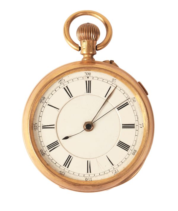 A GENTLEMAN'S 18CT GOLD OPEN FACED POCKET WATCH