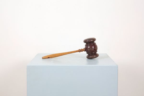 A SUPER-SIZE WOODEN GAVEL