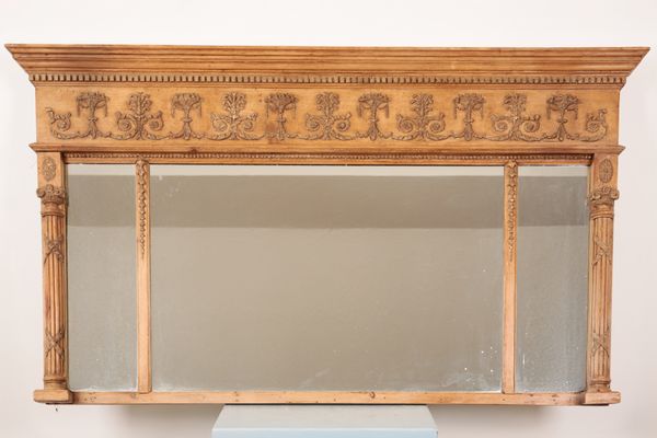 A REGENCY TRIPLE PLATE OVERMANTEL MIRROR