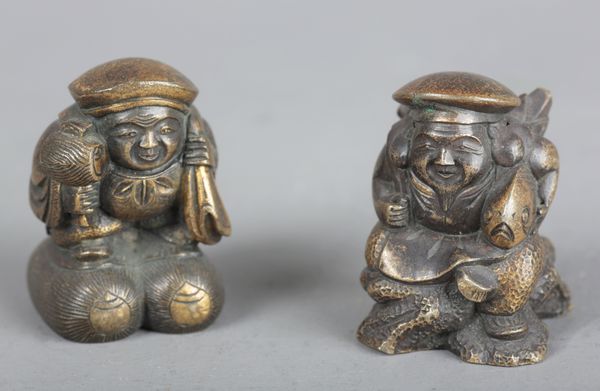 TWO SIMILAR JAPANESE BRONZE OKIMONO