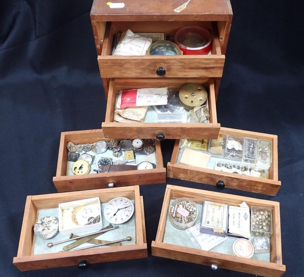 A VINTAGE SIX-DRAWER WATCH REPAIRERS CHEST