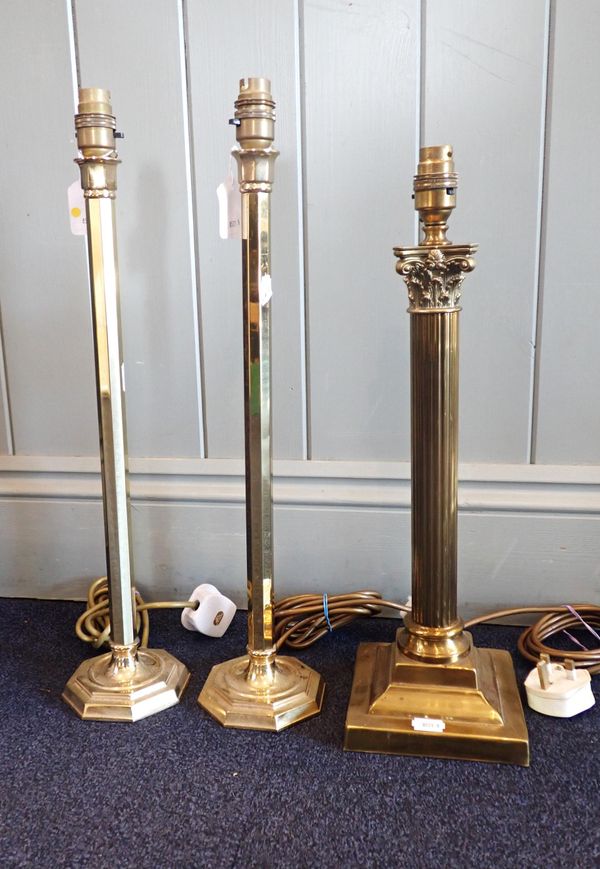 A PAIR OF BRASS TABLE LAMPS