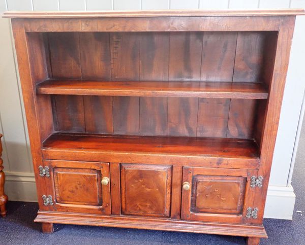 AN OAK AND PINE LOW BOOKCASE