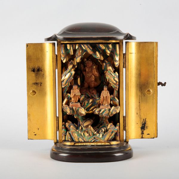 A JAPANESE LACQUER AND GILT METAL MOUNTED ZUSHI