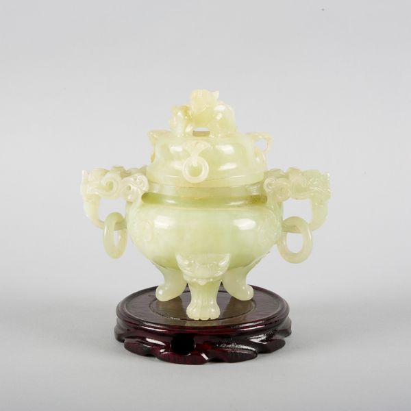 A CHINESE JADE TRIPOD CENSER