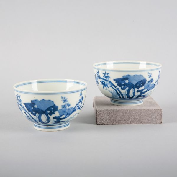 A PAIR OF CHINESE PORCELAIN BLUE AND WHITE BOWLS