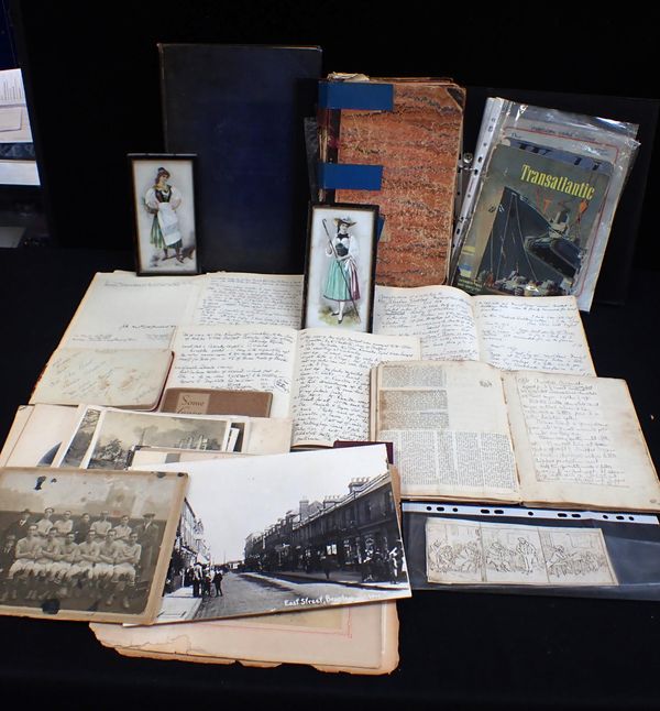 A QUANTITY OF HAND WRITTEN BOOKS, PHOTOGRAPHS