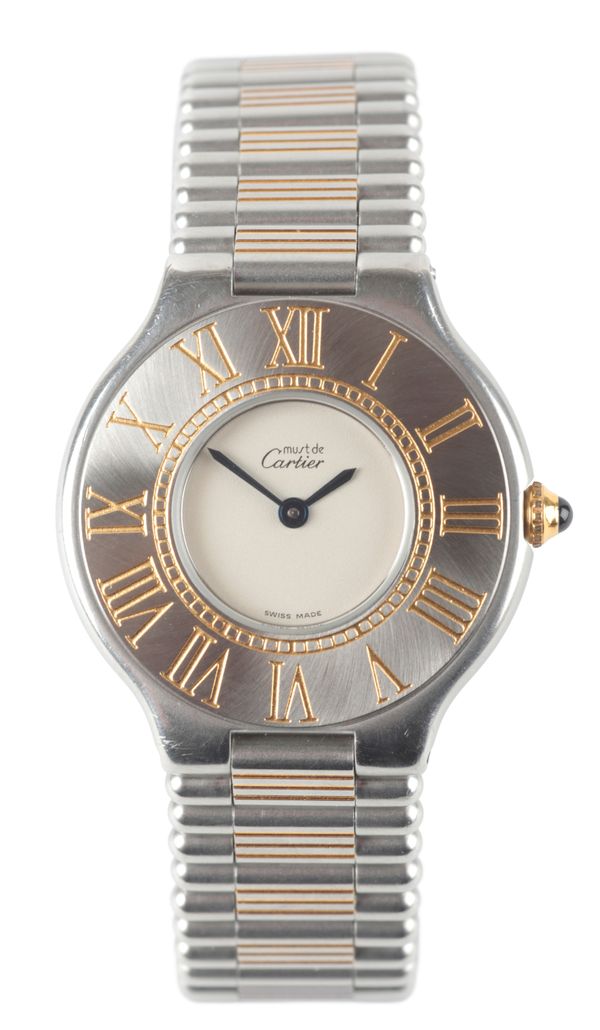 CARTIER: A STAINLESS STEEL BRACELET WATCH
