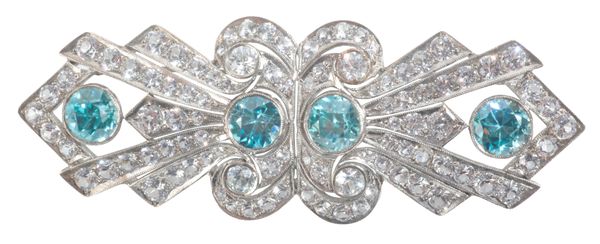AN ZIRCON AND PASTE BROOCH
