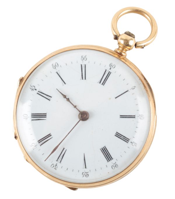 A FRENCH 14CT GOLD OPEN FACE POCKET WATCH