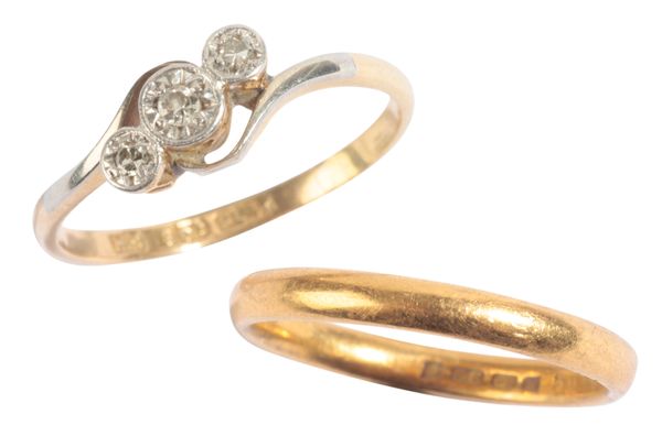 A DIAMOND THREE STONE RING