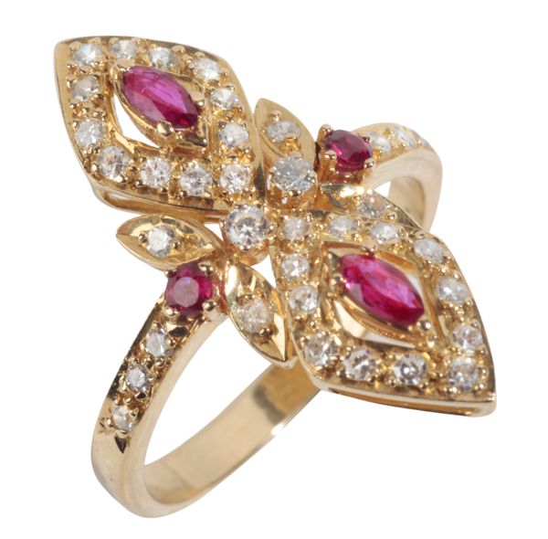A RUBY AND DIAMOND DRESS RING