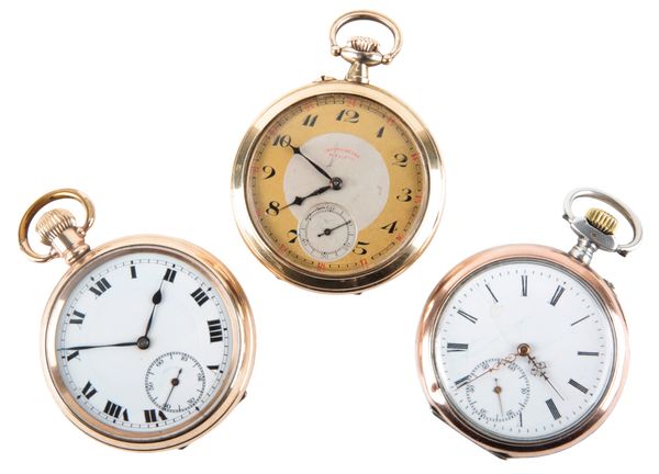 A GOLD-PLATED AND STAINLESS STEEL OPEN FACE POCKET WATCH