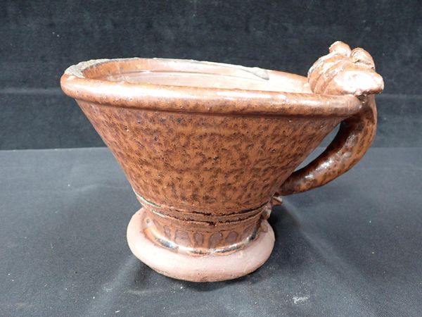 LEAD GLAZED REDWARE HANDLED MORTAR