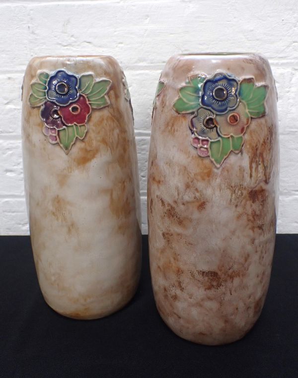 A PAIR OF ROYAL DOULTON TUBE-LINED VASES