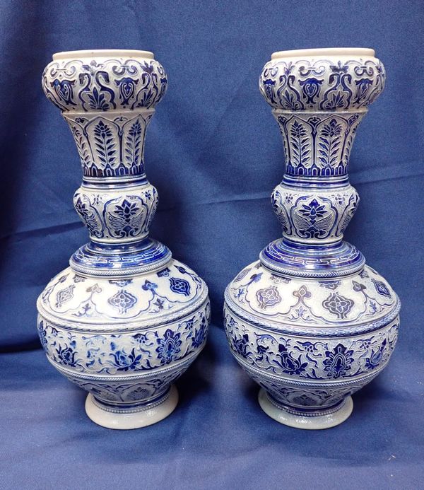 A PAIR OF GERMAIN WESTERWALD TYPE STONEWARE VASES