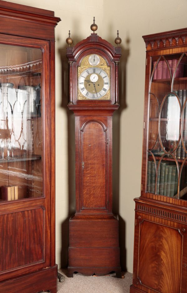 A GEORGE III OAK LONGCASE CLOCK BY WILLIAM COE, CAMBRIDGE