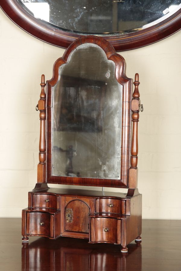 A QUEEN ANNE STYLE WALNUT DRESSING MIRROR