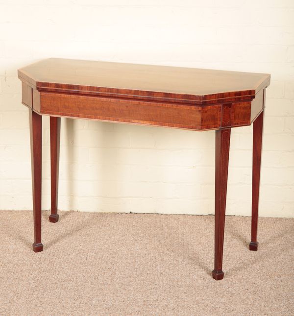 A LATE GEORGE III MAHOGANY AND CROSSBANDED CARD TABLE