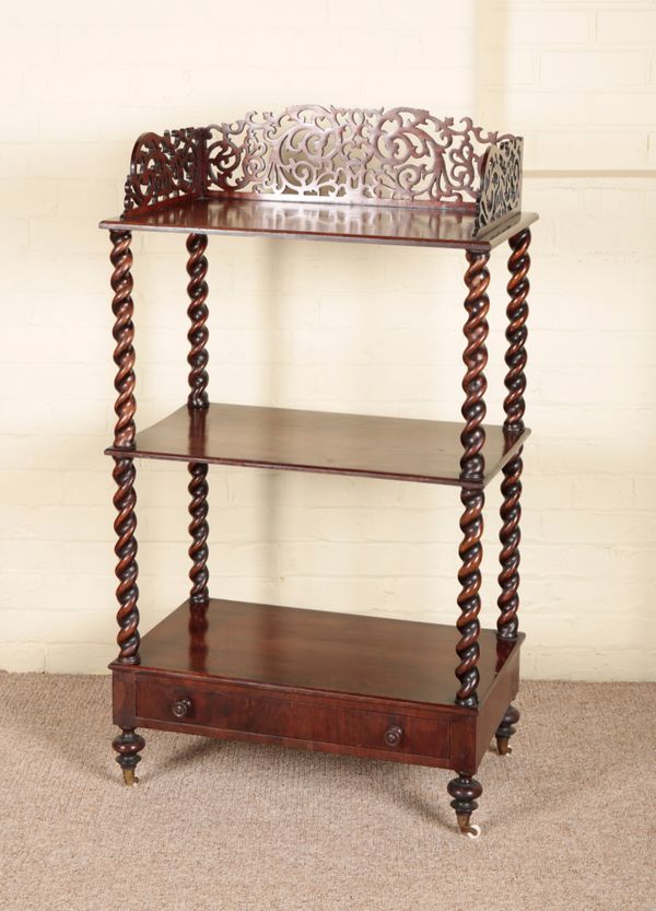 A VICTORIAN ROSEWOOD WHATNOT