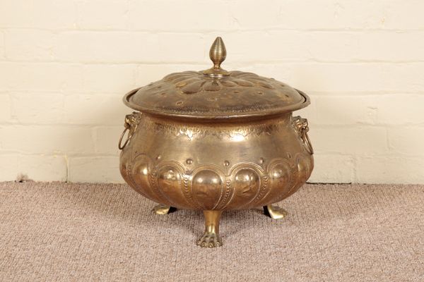 A BRASS LIDDED STAND