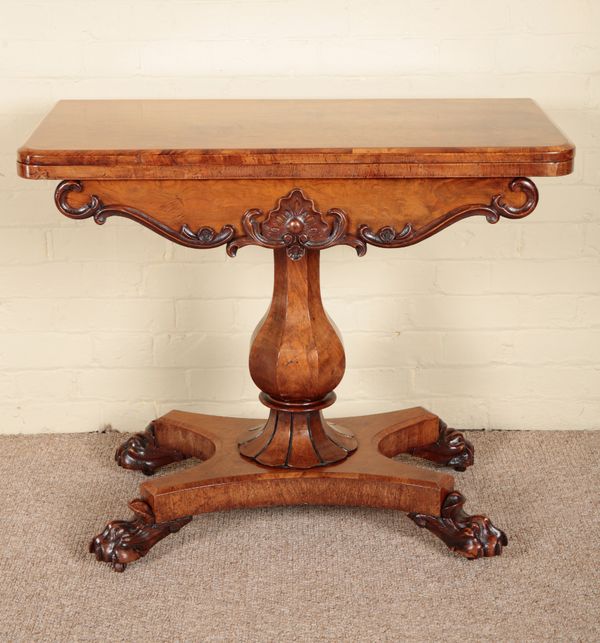 A VICTORIAN WALNUT CARD TABLE