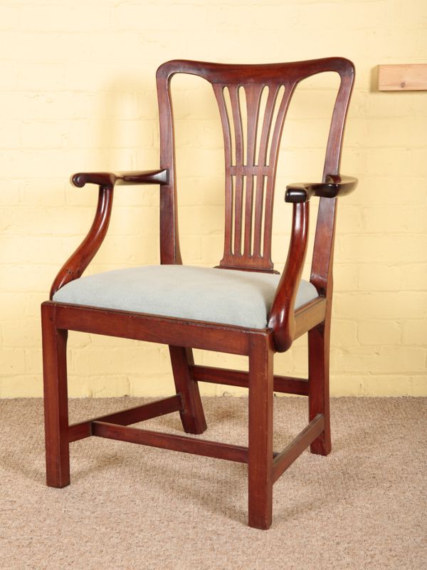 A GEORGE III MAHOGANY DESK CHAIR